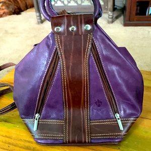 Purple leather convertible backpack purse